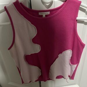 Pink and White Women's Tank Top